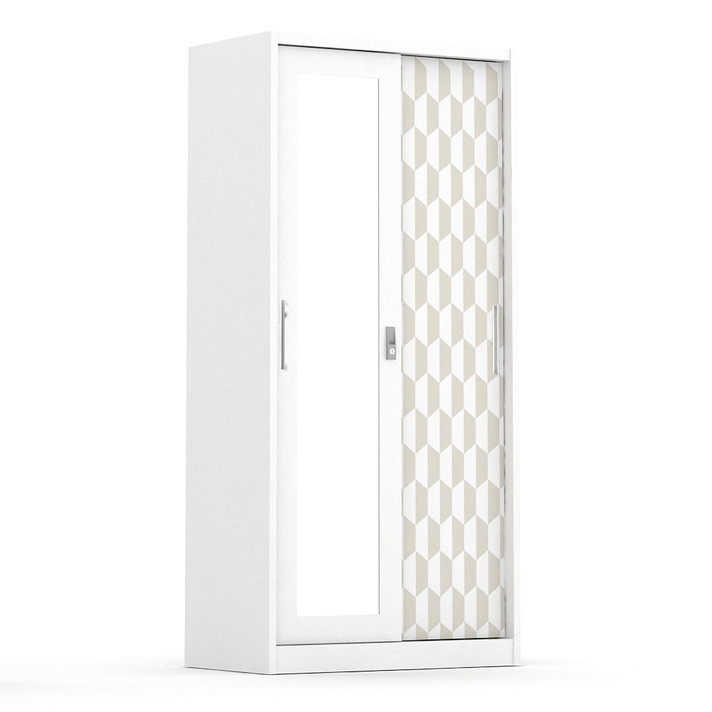 PIRA METROPOLIS - HEXA 90 A MWDSL LEMARI PAKAIAN BESI SLIDING / PINTU GESER warna WHITE - KHAKI - PIRA - foto 4