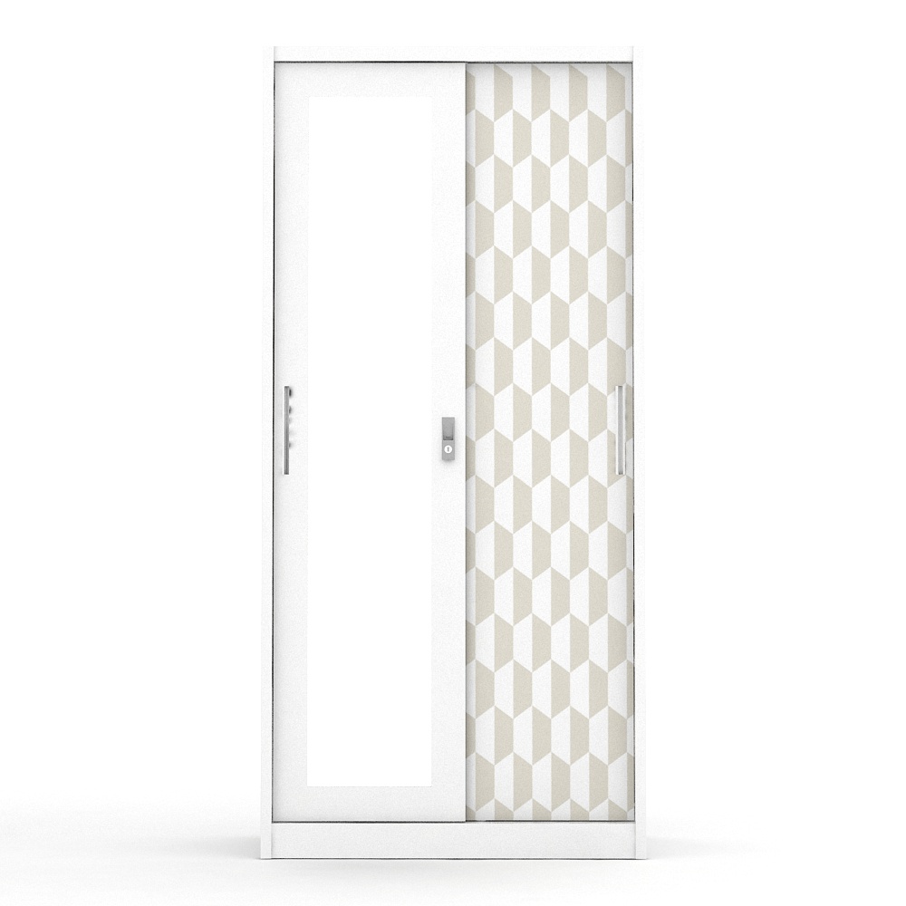 PIRA METROPOLIS - HEXA 90 A MWDSL LEMARI PAKAIAN BESI SLIDING / PINTU GESER warna WHITE - KHAKI - PIRA - foto 5