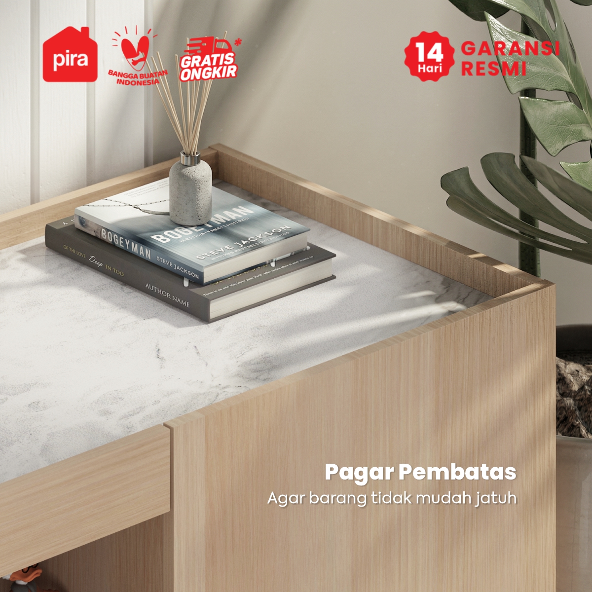 PIRA METROPOLIS OX - ABRAM TV160 DR LOW MEJA TV / RAK TV / BUFET / KABINET warna PRO OAK - WHITE MARBLE - PIRA METROPOLIS OX - foto 5