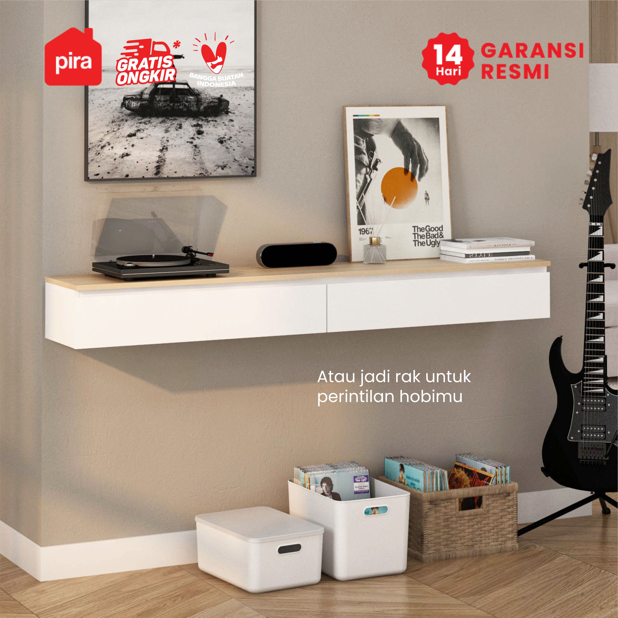PIRA - LINUS TVG120 MEJA TV / MEJA TV GANTUNG / RAK TV GANTUNG / LEMARI TV GANTUNG warna WHITE SM - PRO OAK - PIRA - foto 7