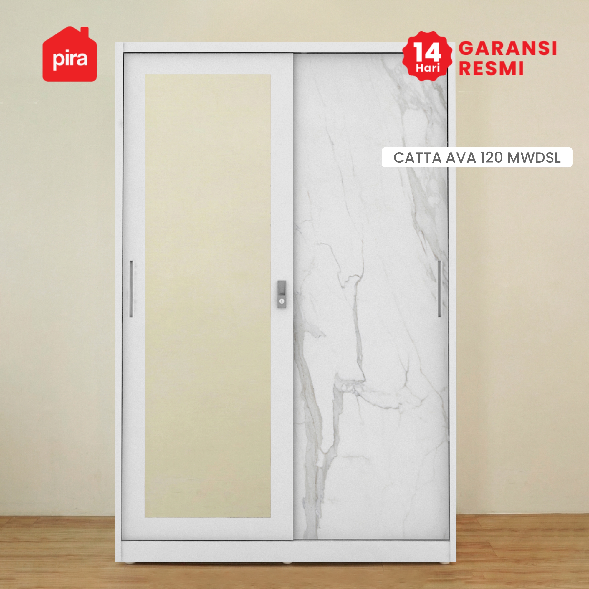 PIRA - CATTA AVA 120 MWDSL LEMARI PAKAIAN BESI SLIDING / PINTU GESER warna LIGHT MARBLE - PIRA - foto 2