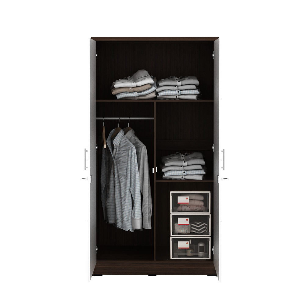 PIRA METROPOLIS - ALBA 2PM LT LEMARI PAKAIAN MEDIUM 2 PINTU warna AMERICAN WALNUT - WHITE - WHITE - METROPOLIS - foto 6