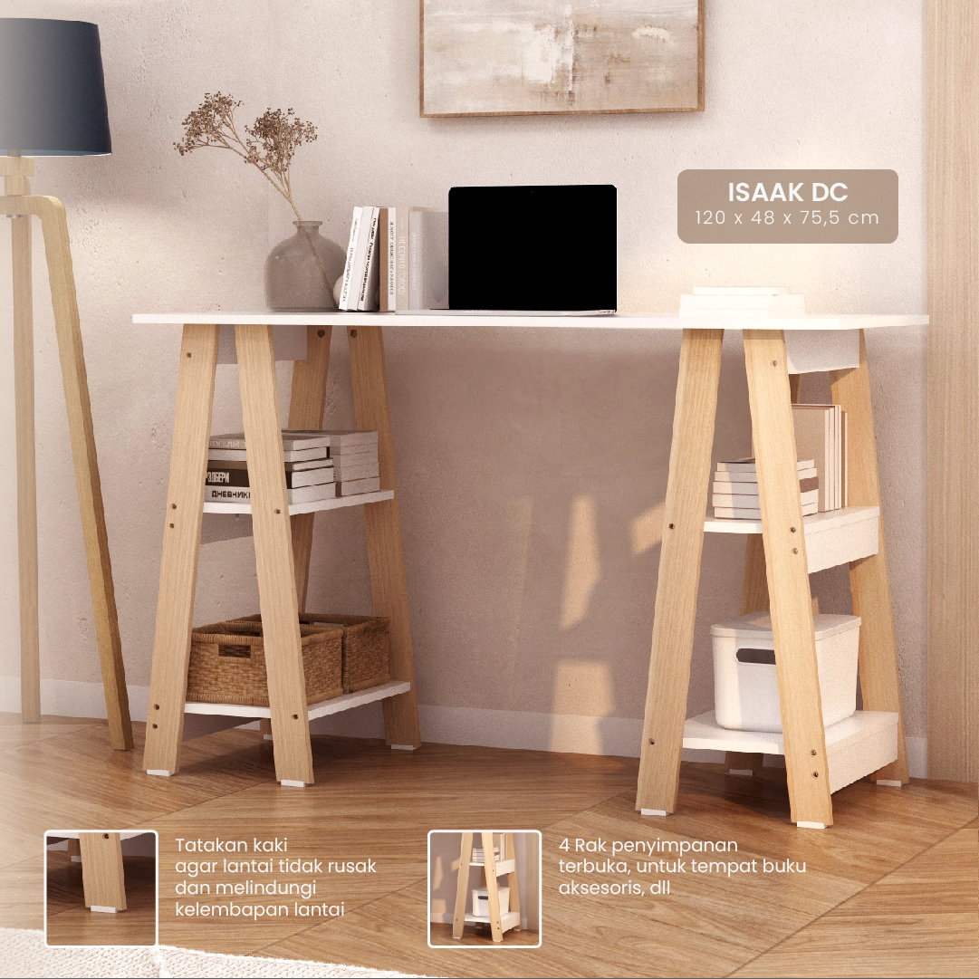 PIRA SKV - ISAAK DC MEJA KANTOR/MEJA BELAJAR warna WHITE - PRO OAK - PIRA - foto 1