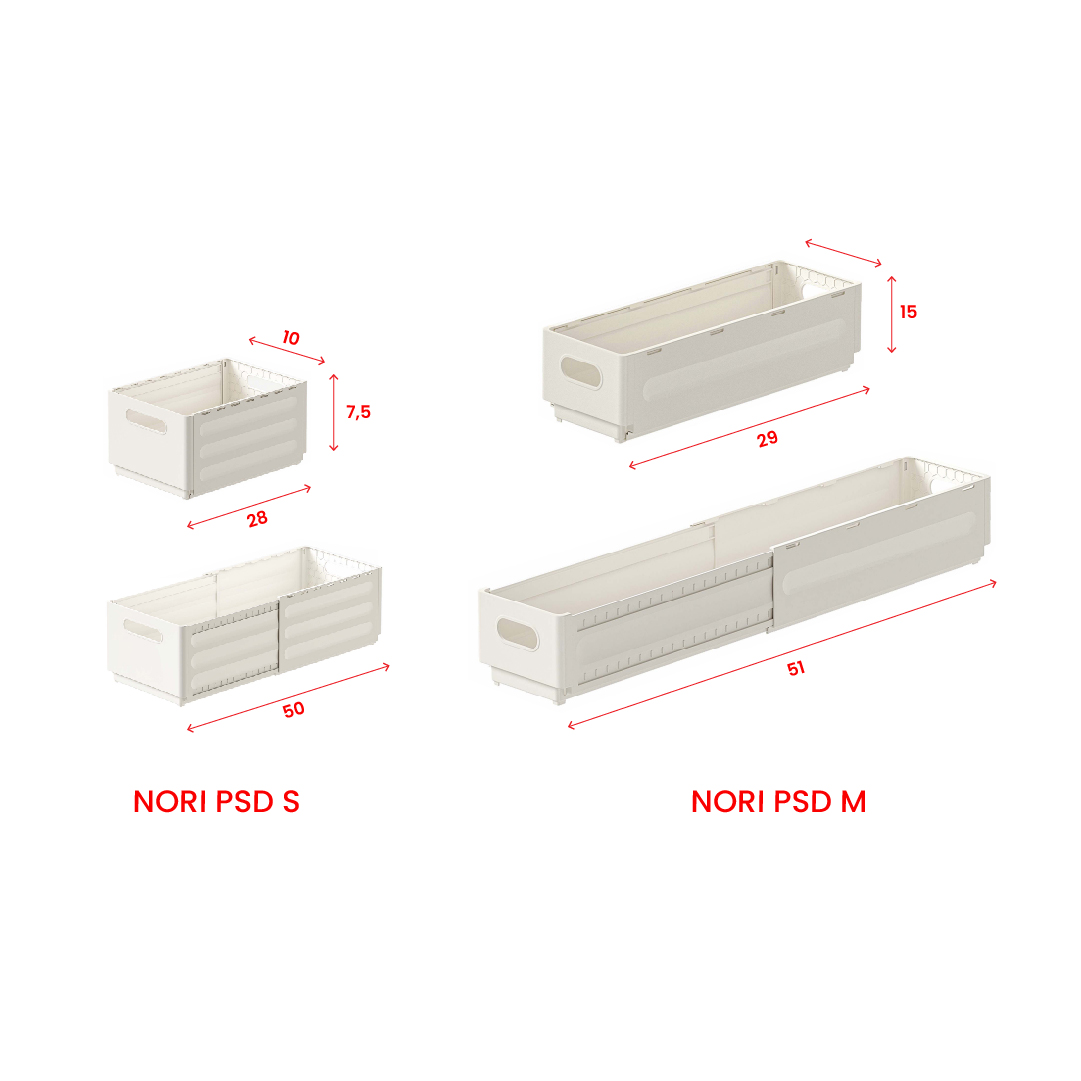 Panduan ukuran PIRA -  NORI PSD SEKAT LACI PEMBATAS / KOTAK PENYIMPANAN EXPANDABLE / STORAGE ORGANIZER SERBAGUNA warna CREAM - PIRA