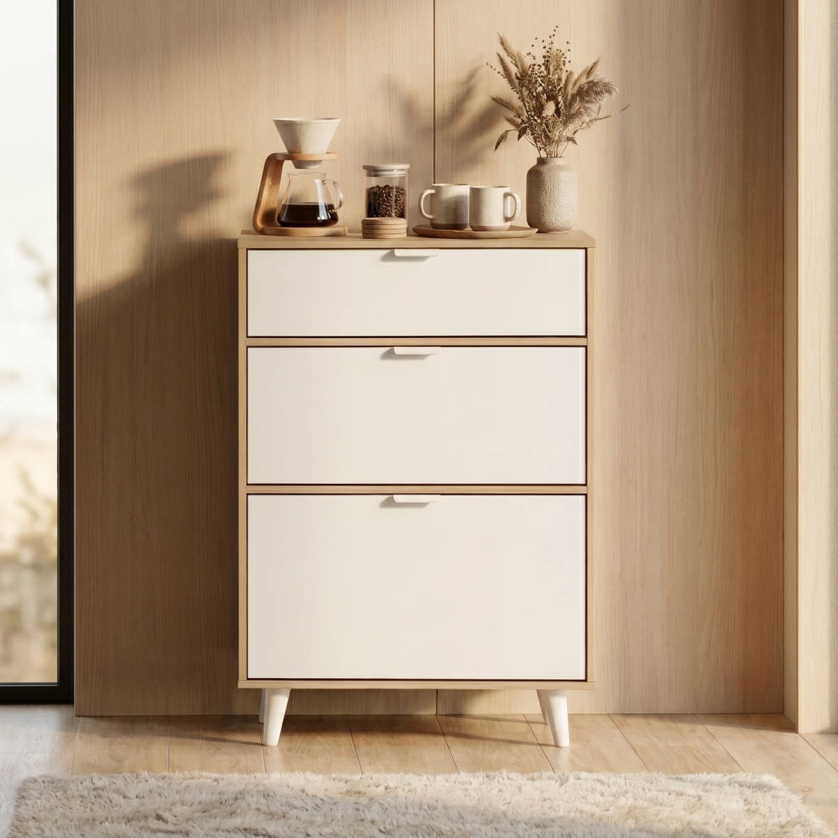 PIRA METROPOLIS OX - BELATRIX CH3 LEMARI LACI / DRAWER / LEMARI SUSUN warna PRO OAK - WHITE - PIRA METROPOLIS - foto 2