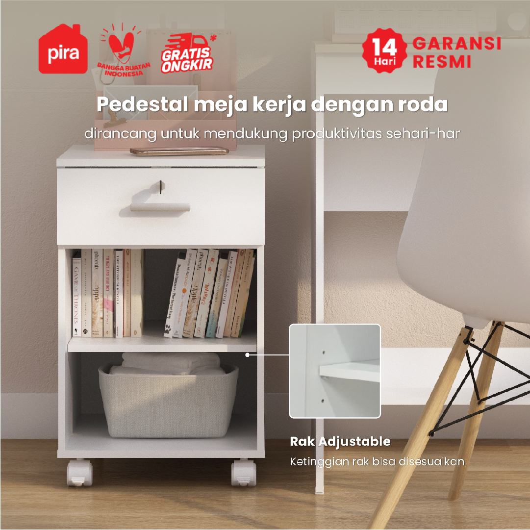PIRA METROPOLIS OX - ARUNA PD LACI / PEDESTAL MEJA warna WHITE - PIRA METROPOLIS OX - foto 2