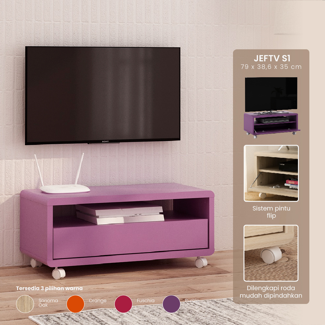 PIRA OX - JEFTV S1 MEJA TV/RAK TV warna PURPLE - PIRA OX - foto 1