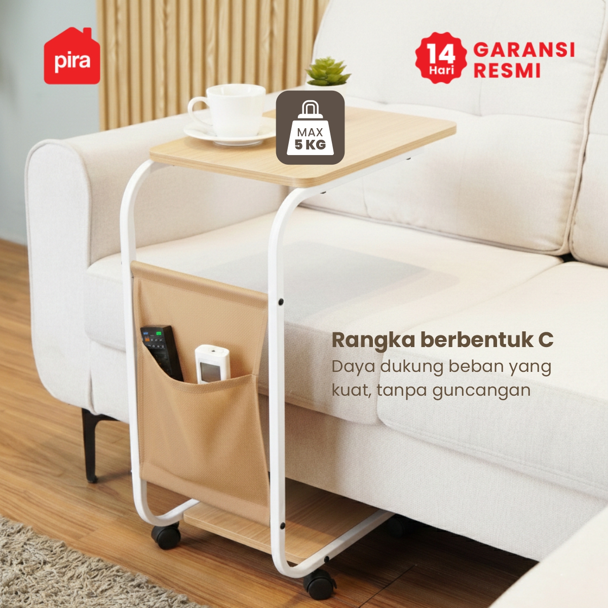 PIRA - MOGI ET40 MEJA KOPI / MEJA SUDUT SOFA / MEJA SAMPING / MEJA KECIL warna WHITE - OAK - PIRA - foto 2