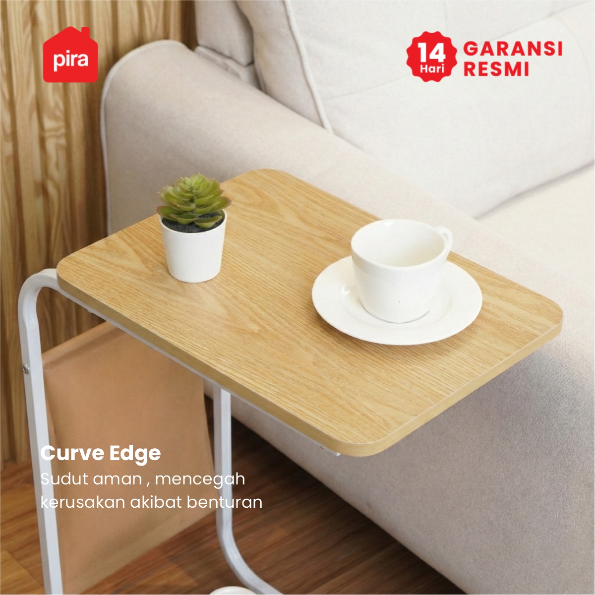 PIRA - MOGI ET40 MEJA KOPI / MEJA SUDUT SOFA / MEJA SAMPING / MEJA KECIL warna WHITE - OAK - PIRA - foto 3