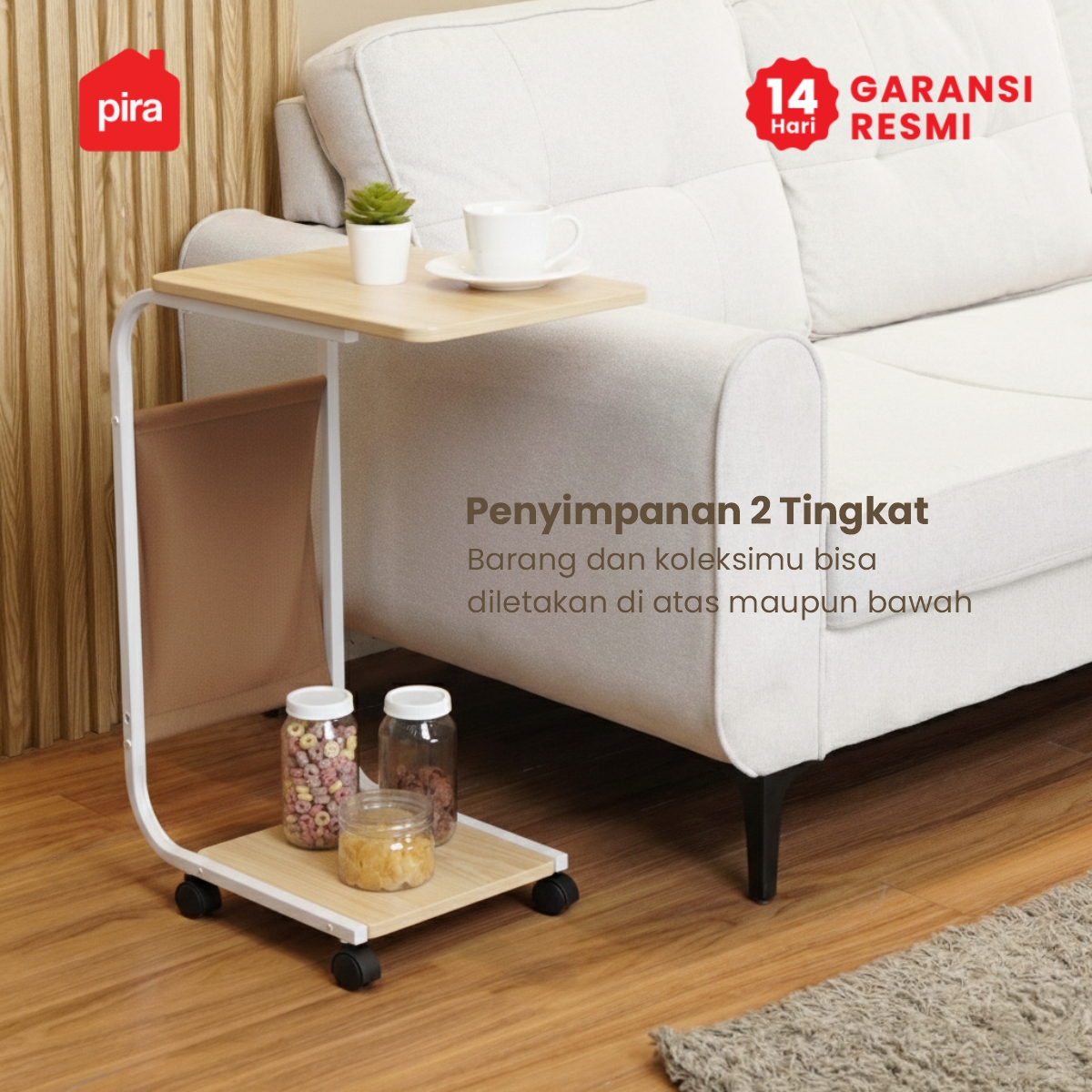 PIRA - MOGI ET40 MEJA KOPI / MEJA SUDUT SOFA / MEJA SAMPING / MEJA KECIL warna WHITE - OAK - PIRA - foto 4