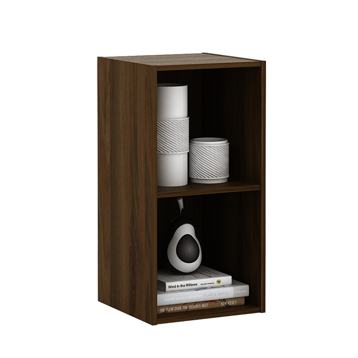 PIRA METROPOLIS - HAKO SU 2X1 RAK 2 SUSUN / RAK SUSUN SERBAGUNA / RAK BUKU warna BROWN WALNUT - PIRA METROPOLIS - foto 3