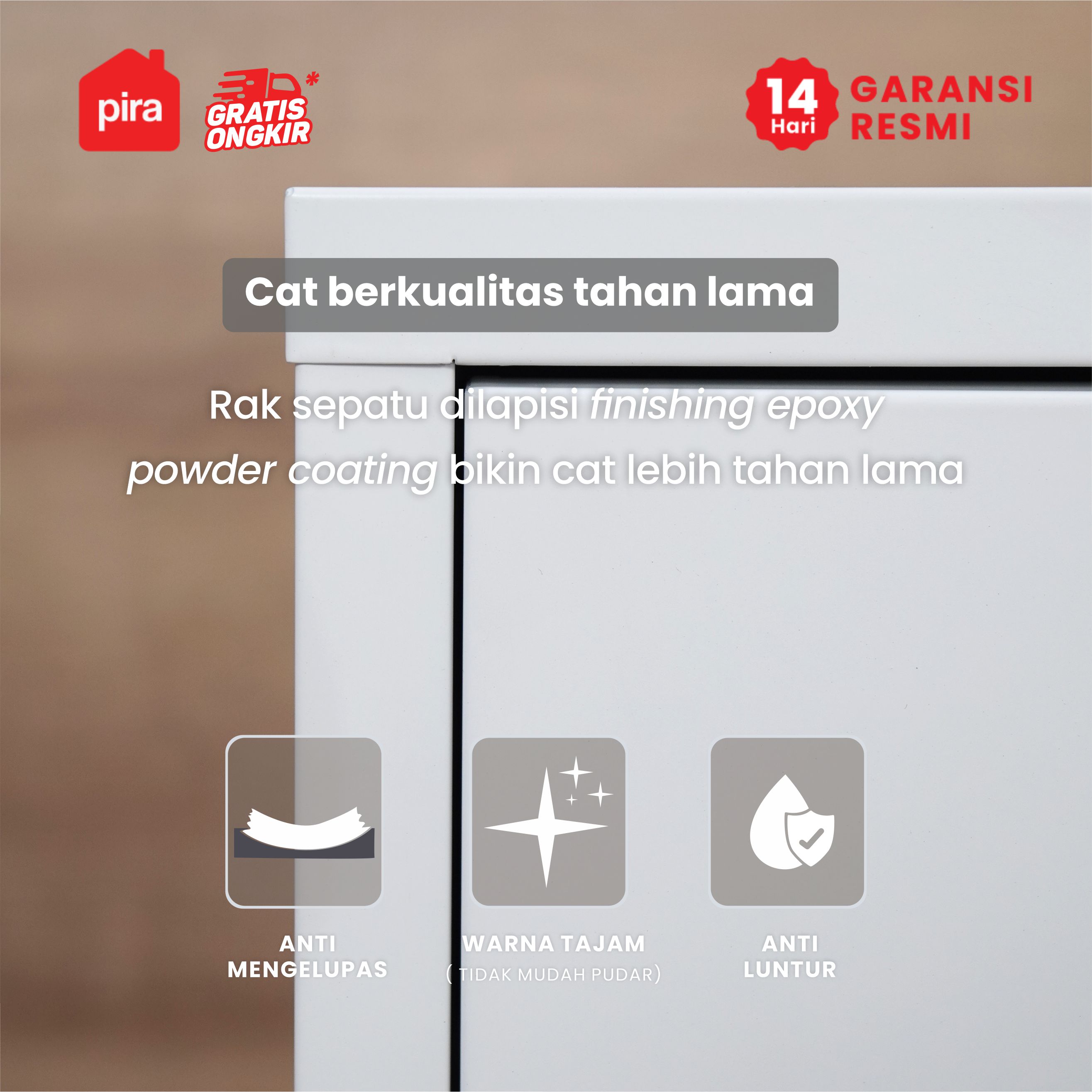 PIRA - BOLT MSR DR P RAK SEPATU BESI / LEMARI SEPATU / RAK BESI SERBAGUNA warna WHITE - PIRA - foto 4