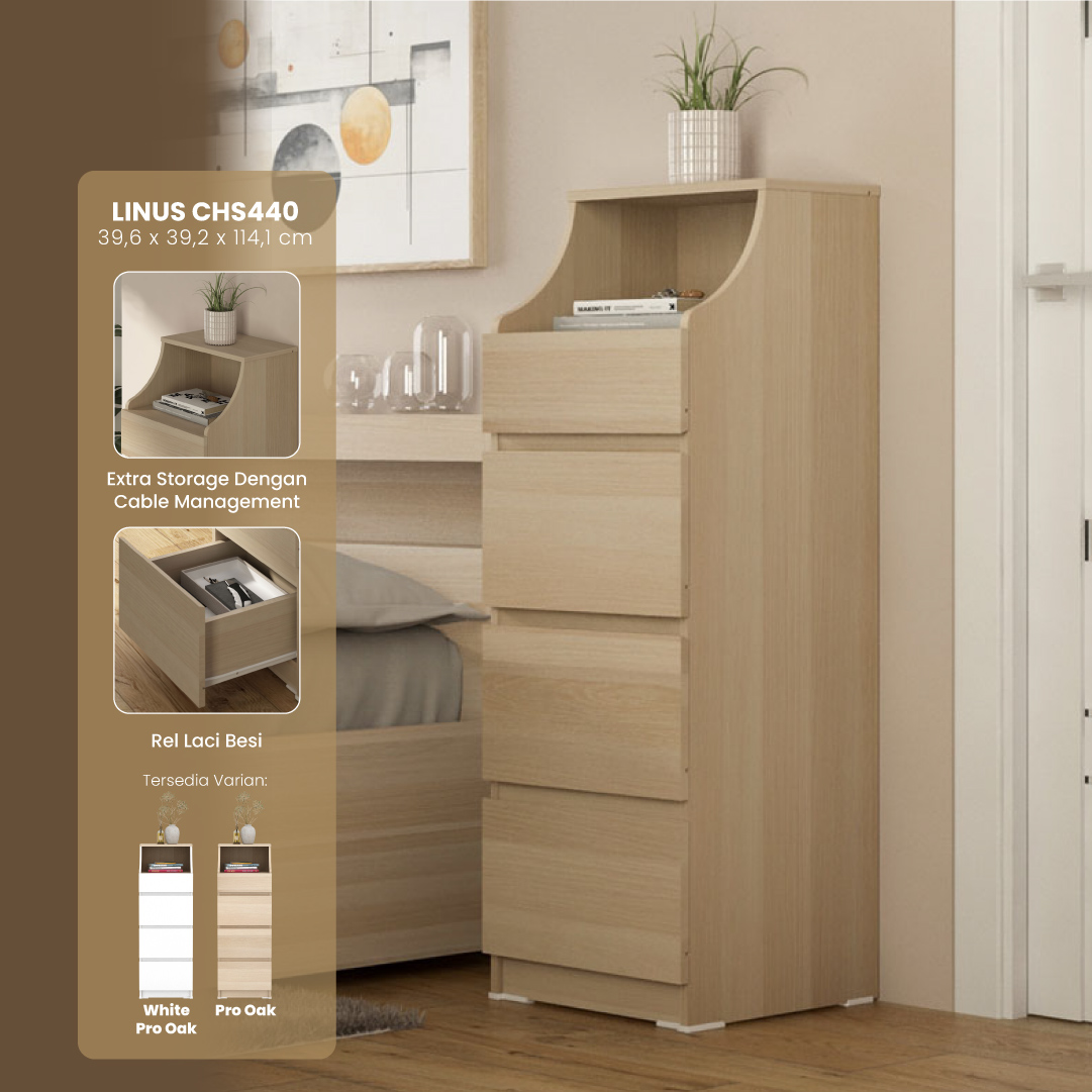 PIRA -  LINUS CHS440 LEMARI LACI / LEMARI SUSUN / DRAWER warna PRO OAK - PIRA - foto 11