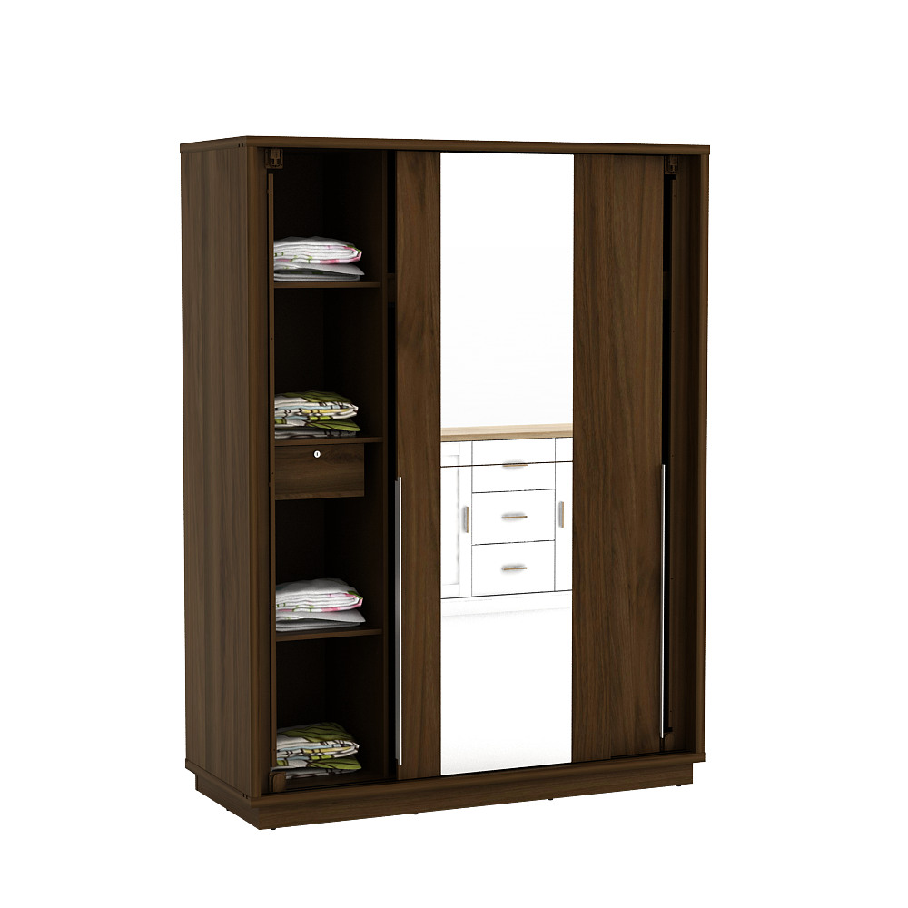 PIRA SKV - RAMONA 150 WDSL LEMARI PAKAIAN PINTU GESER KAYU GELAP BROWN WALNUT warna BROWN WALNUT - SKV - foto 6