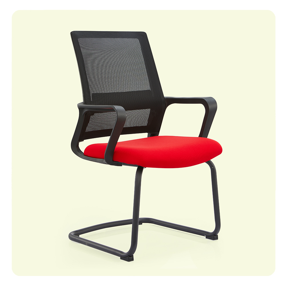 PIRA WORK - REY VC KURSI HADAP / KURSI MEETING / KURSI KERJA / KURSI KANTOR warna BLACK - RED - WERK - foto 3