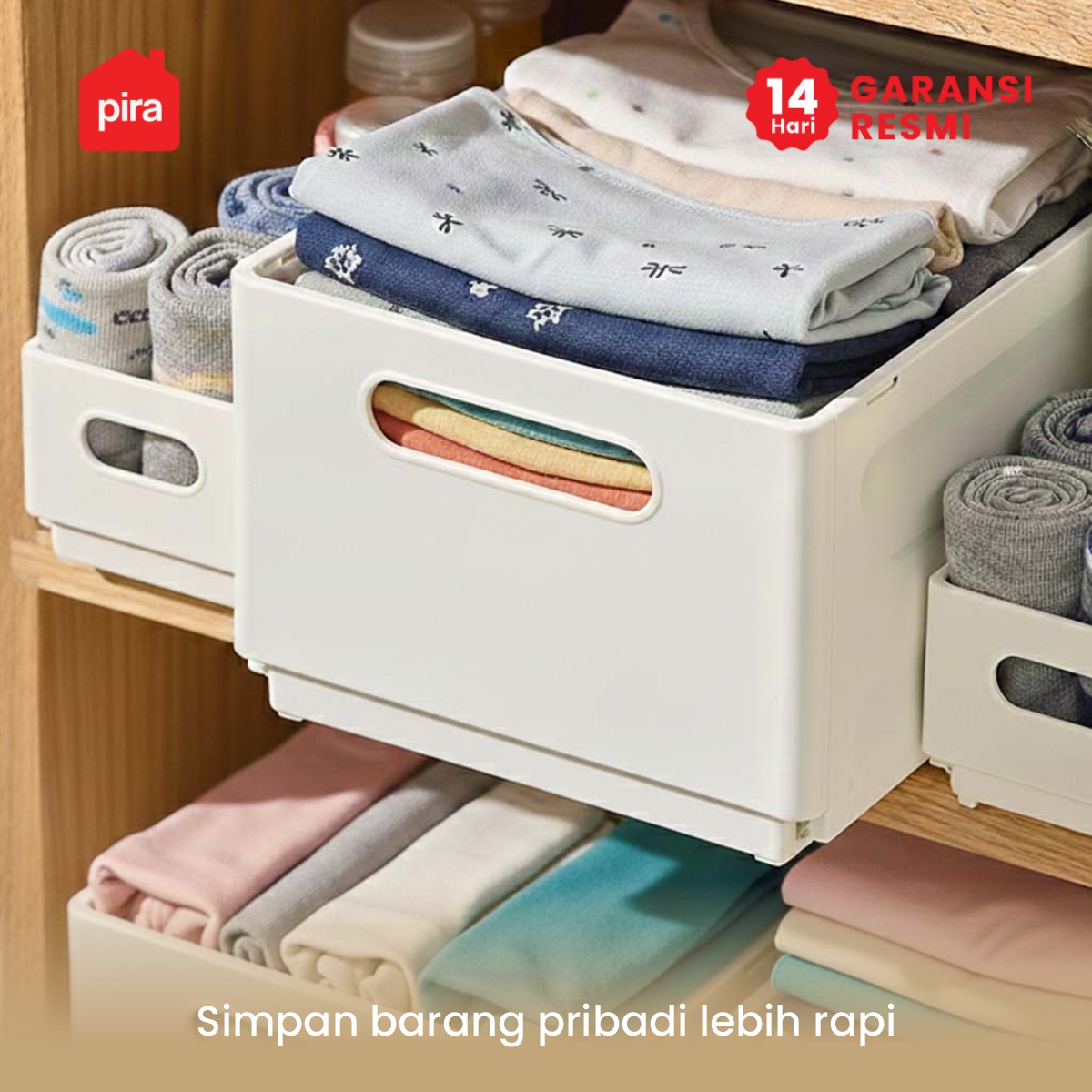 PIRA - NORI PSD SEKAT LACI PEMBATAS / KOTAK PENYIMPANAN EXPANDABLE / STORAGE ORGANIZER SERBAGUNA warna CREAM - PIRA - foto 3