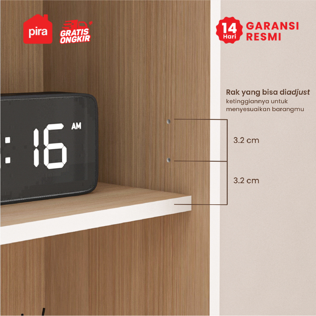 PIRA WORK - ROYCE AVA DK60 MEJA BELAJAR / MEJA KERJA LIPAT / RAK BUKU warna WHITE SM - PRO OAK - PIRA - foto 6