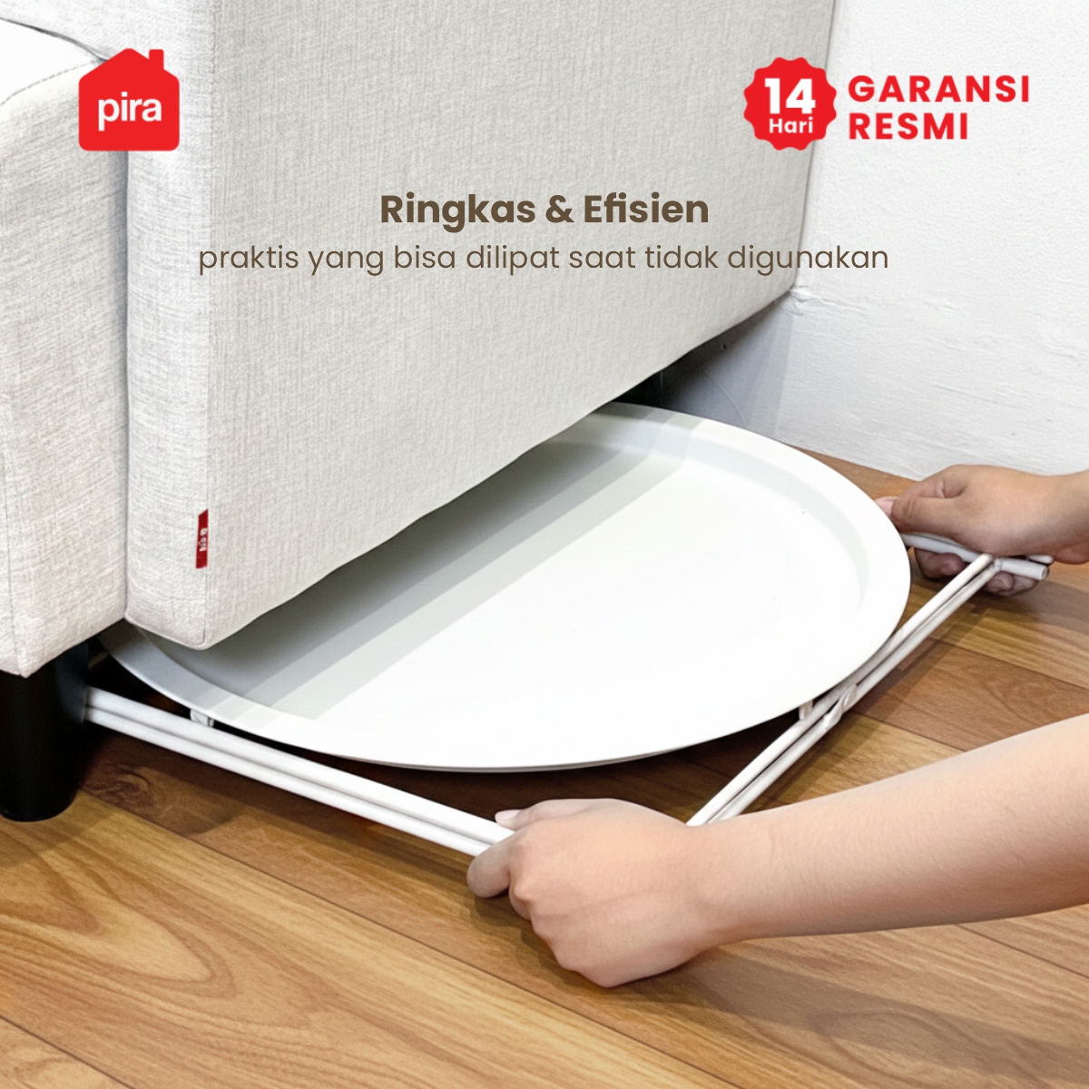PIRA - NETA MET47 MEJA LIPAT / MEJA PORTABLE / MEJA SAMPING / MEJA NAKAS / MEJA TAMU / MEJA TERAS warna WHITE - PIRA - foto 2