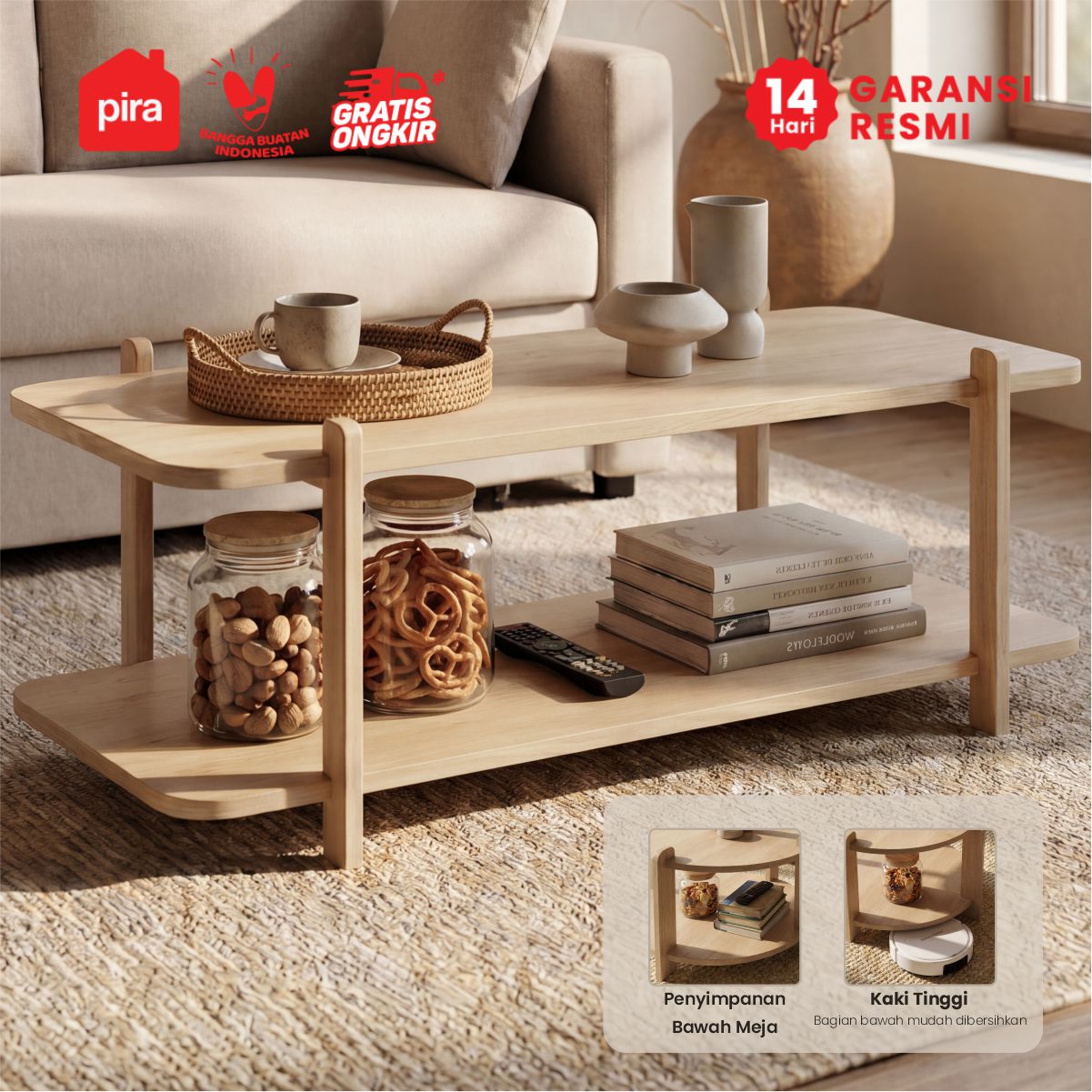 PIRA -  NOLA CT120 MEJA TAMU / MEJA KOPI / MEJA RUANG TAMU warna PRO OAK - PIRA - foto 1