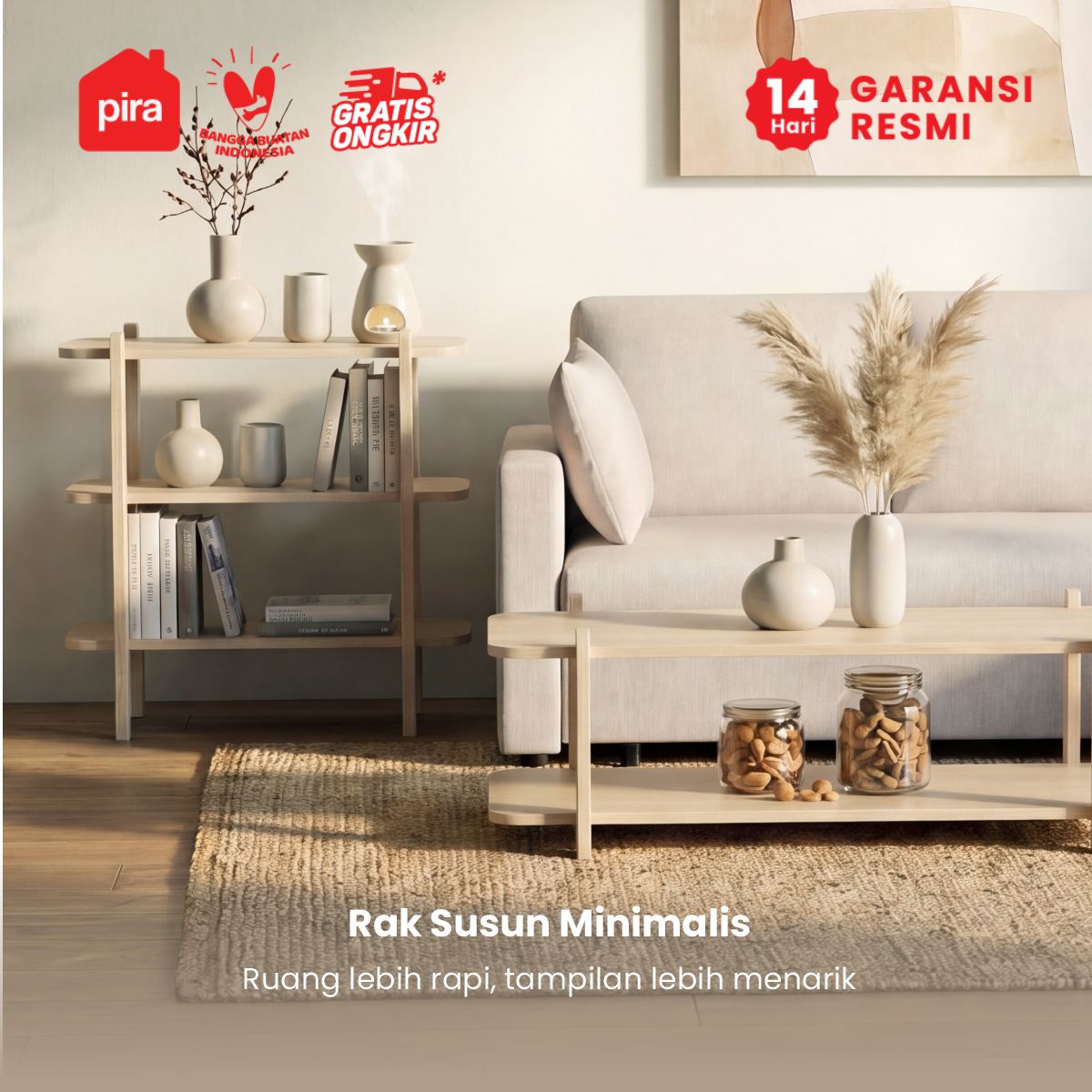 PIRA -  NOLA SU80 RAK SERBAGUNA / RAK DISPLAY warna PRO OAK - PIRA - foto 2