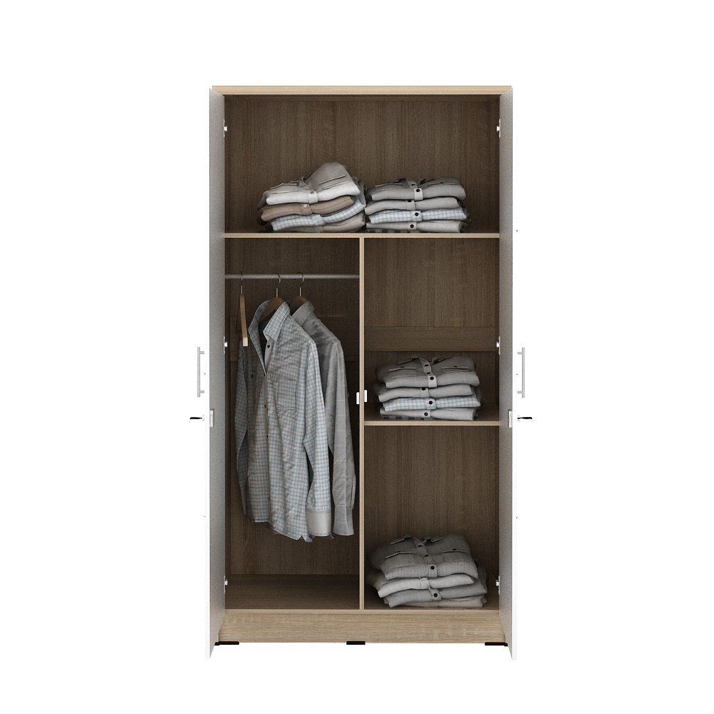 PIRA METROPOLIS - ALBA 2PM LT LEMARI PAKAIAN MEDIUM 2 PINTU warna SONOMA OAK - WHITE - WHITE - METROPOLIS - foto 7
