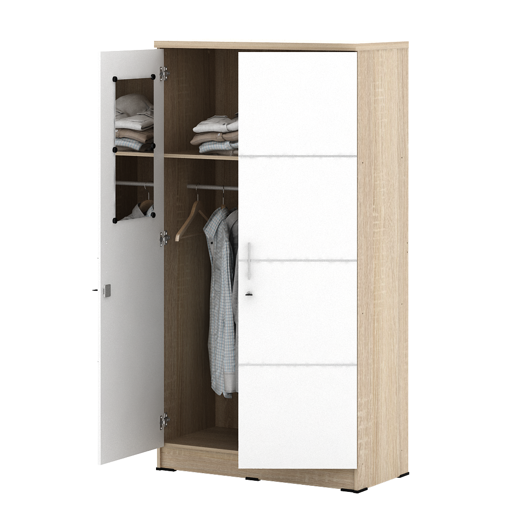 PIRA METROPOLIS - ALBA 2PM LT LEMARI PAKAIAN MEDIUM 2 PINTU warna SONOMA OAK - WHITE - WHITE - METROPOLIS - foto 8