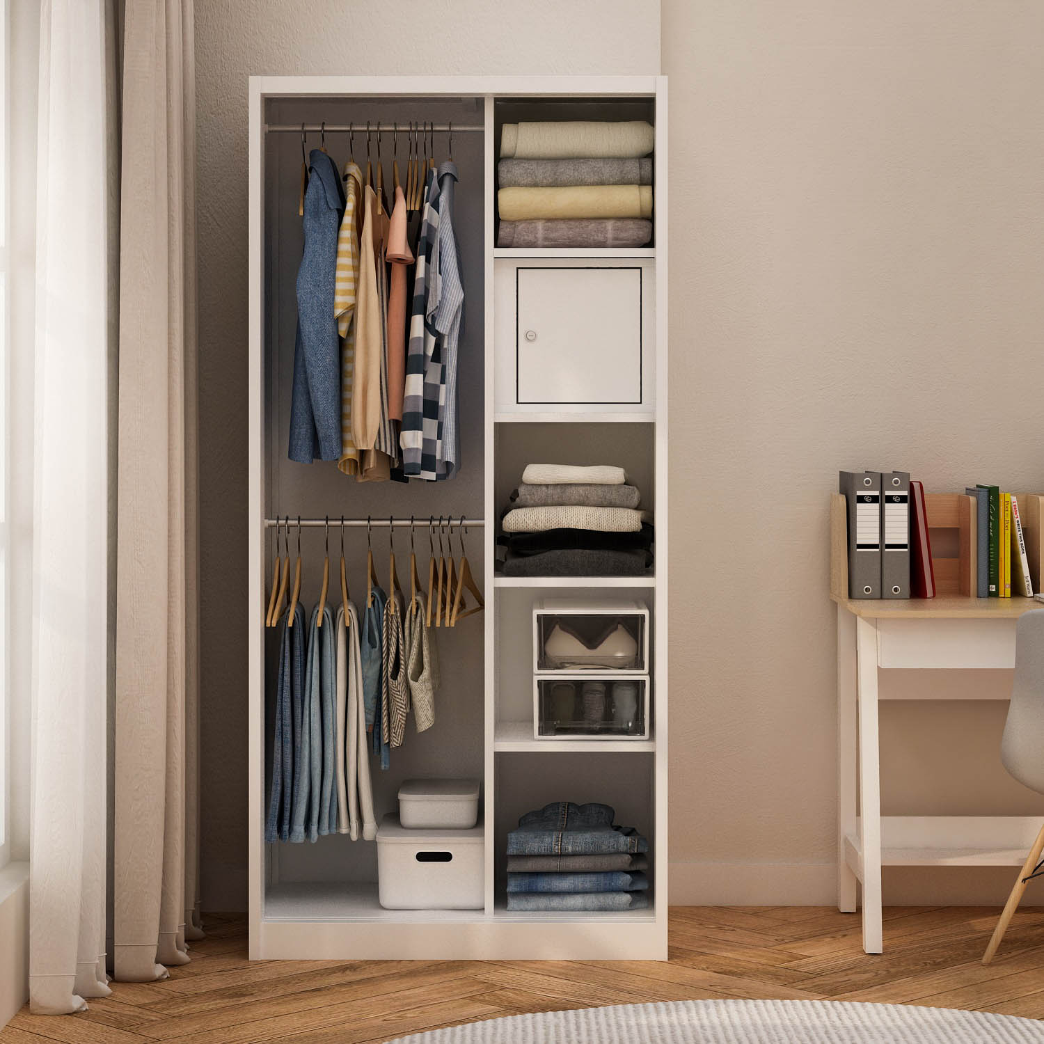 PIRA METROPOLIS - HEXA 90 A MWDSL LEMARI PAKAIAN BESI SLIDING / PINTU GESER warna WHITE - KHAKI - PIRA - foto 2