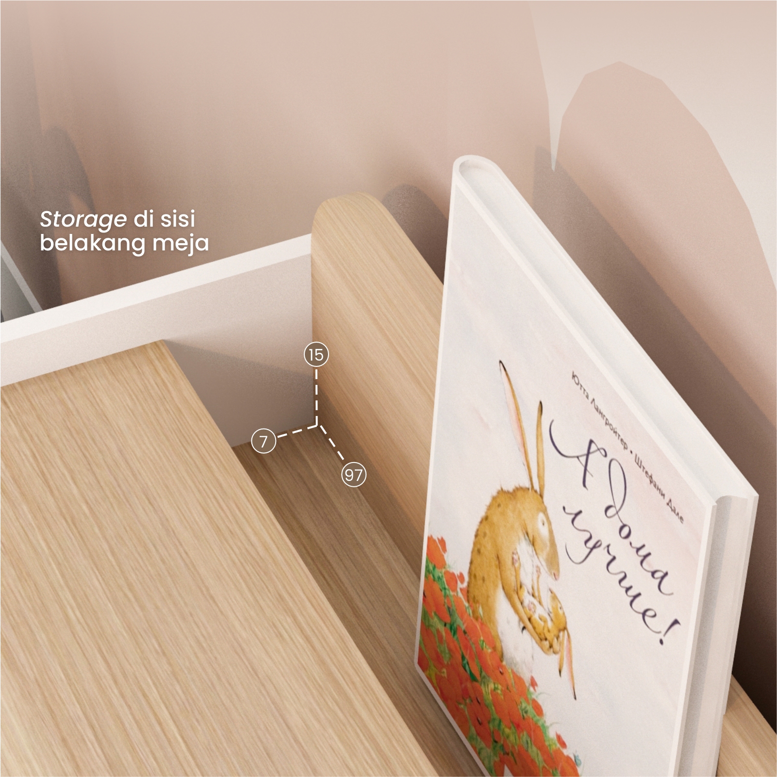PIRA KIDS - DASAMI DKK100 MEJA BELAJAR ANAK DENGAN RAK BUKU warna PRO OAK - WHITE SM - PIRA KIDS - foto 3