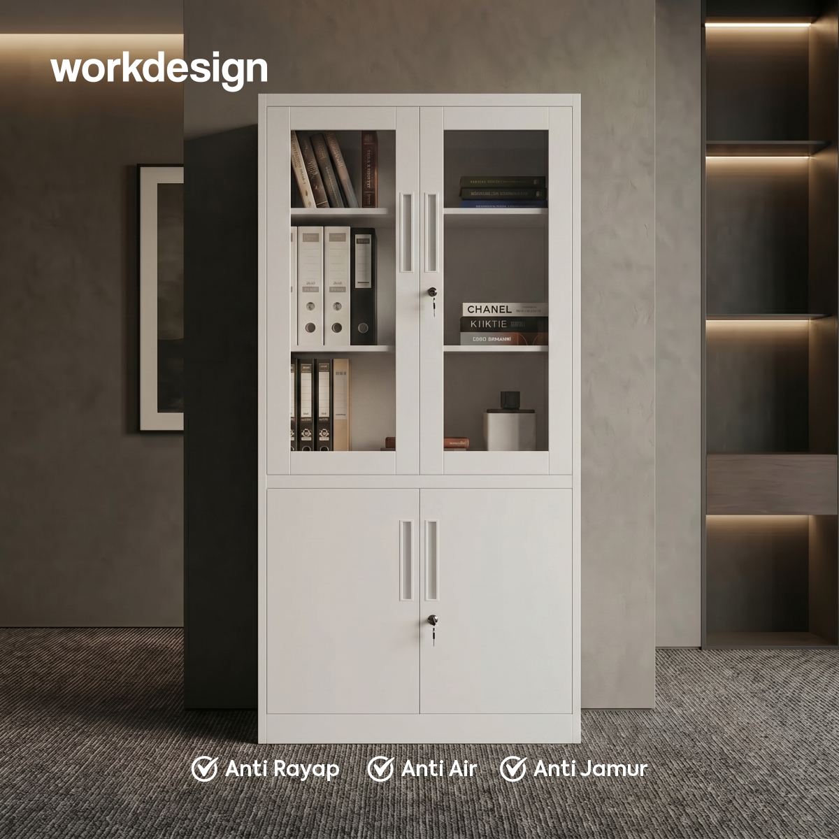 WORKDESIGN BURO AVA MBC 2 HG RAK BUKU BESI / LEMARI ARSIP KANTOR warna WHITE - WORKDESIGN - foto 2