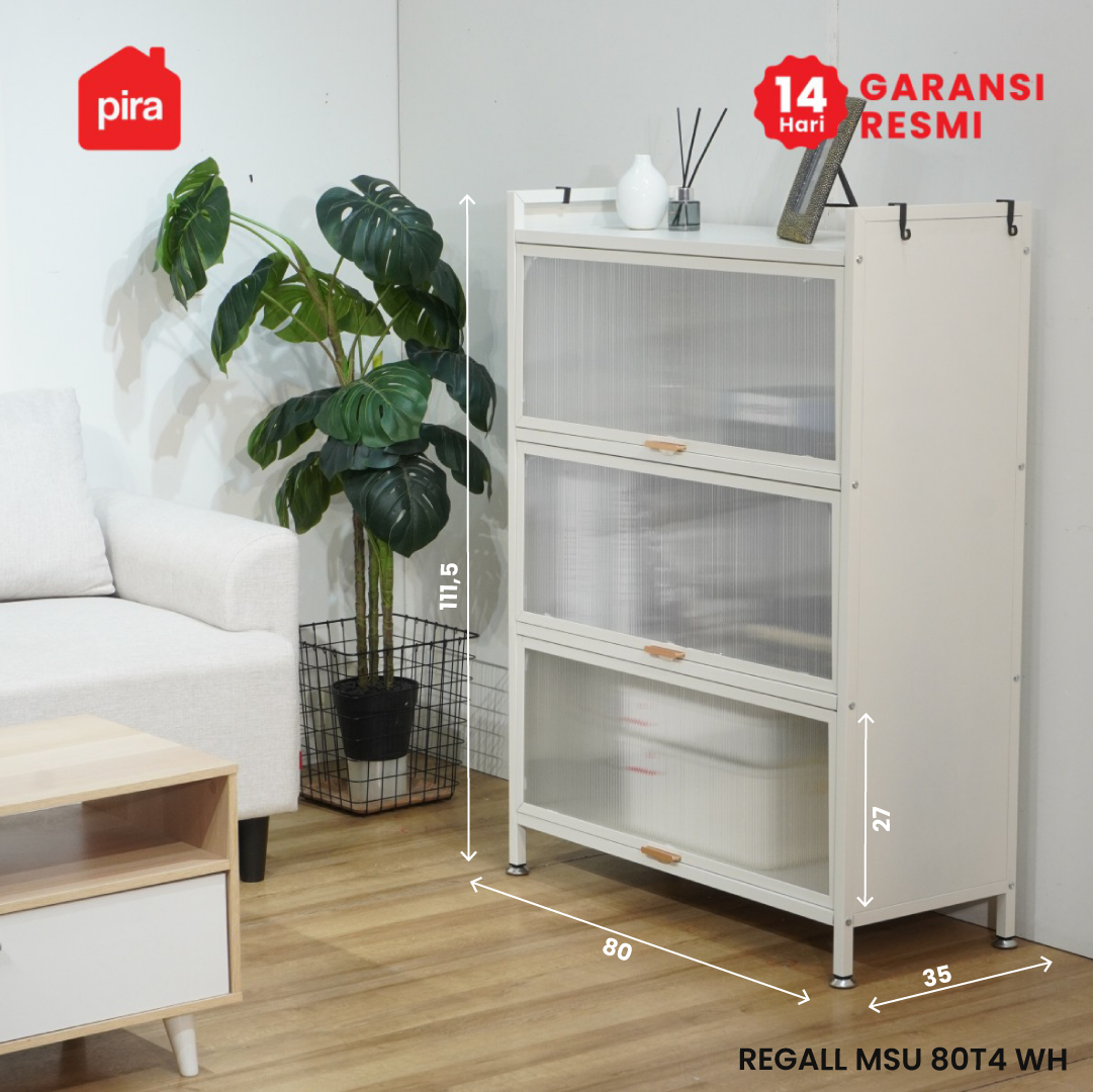 PIRA - REGALL AVA 80T4 LEMARI DAPUR / RAK DAPUR / RAK DAPUR BESI / RAK SUSUN SERBAGUNA warna WHITE - PIRA - foto 1