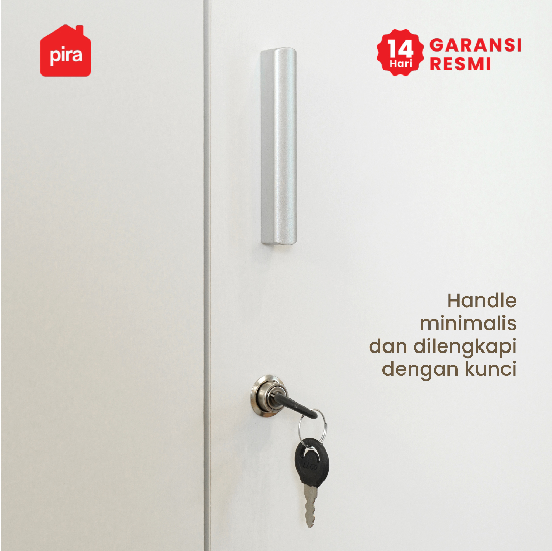 PIRA METROPOLIS OX - ARUNA 4P A LK LEMARI PAKAIAN 4 PINTU / LEMARI BAJU DENGAN LOKER PENYIMPANAN warna PRO OAK - WHITE - PIRA METROPOLIS OX - foto 10