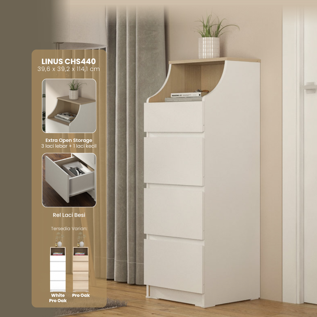 PIRA -  LINUS CHS440 LEMARI LACI / LEMARI SUSUN / DRAWER warna WHITE - PIRA - foto 10