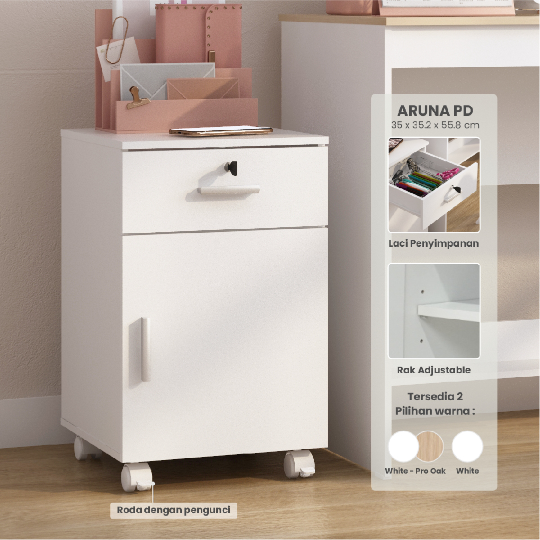 PIRA METROPOLIS OX - ARUNA PD LACI / PEDESTAL MEJA warna WHITE - PIRA METROPOLIS OX - foto 1