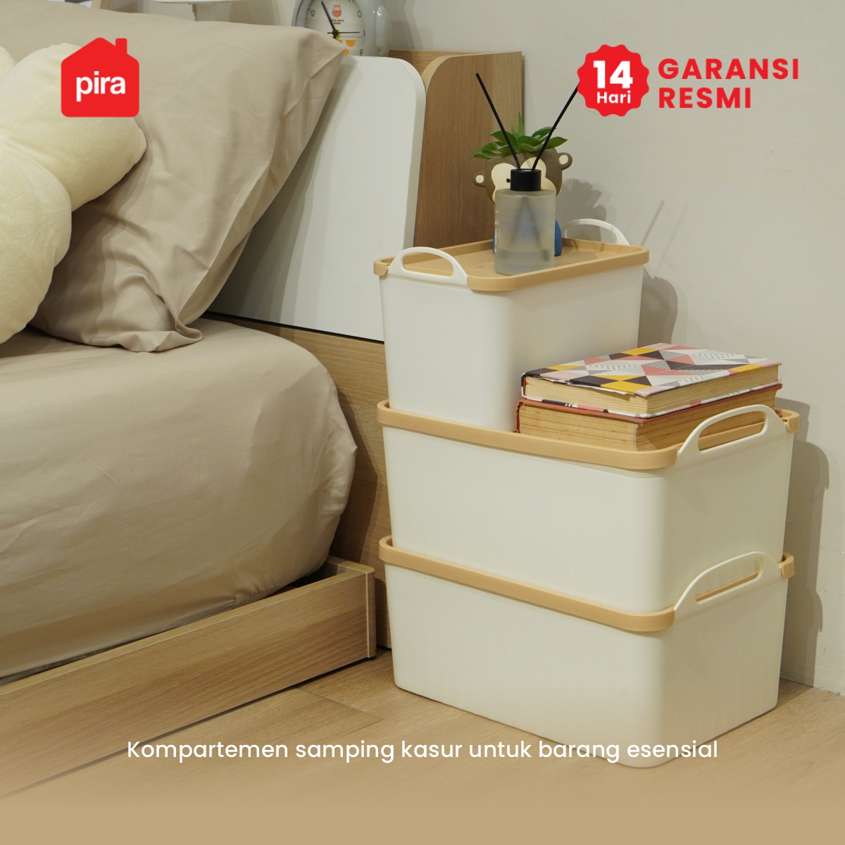 PIRA - MIYA PSB KOTAK PENYIMPANAN / BOX PENYIMPANAN BARANG / BOX PLASTIK / KOTAK PLASTIK / CONTAINER BOX PLASTIK warna WHITE - CREAM - PIRA - foto 6
