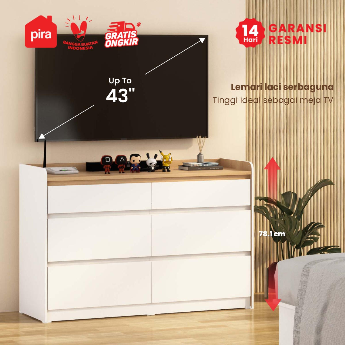 PIRA METROPOLIS - NILS CH3+3 LEMARI LACI 3+3 SUSUN / DRAWER / LEMARI SUSUN warna WHITE - PRO OAK - PIRA METROPOLIS - foto 3