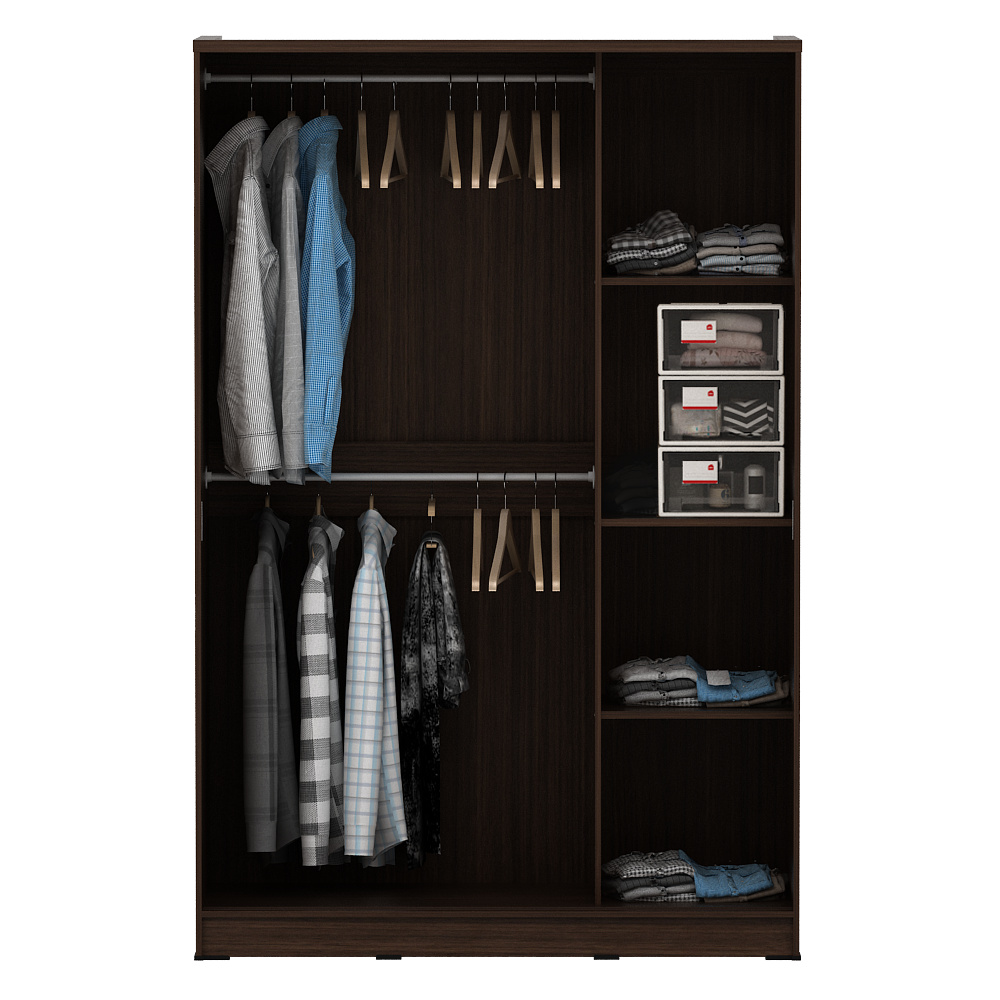 PIRA METROPOLIS - ALBA BAZ SL120LT LEMARI PAKAIAN 2 PINTU GESER warna AMERICAN WALNUT - WHITE - METROPOLIS - foto 5