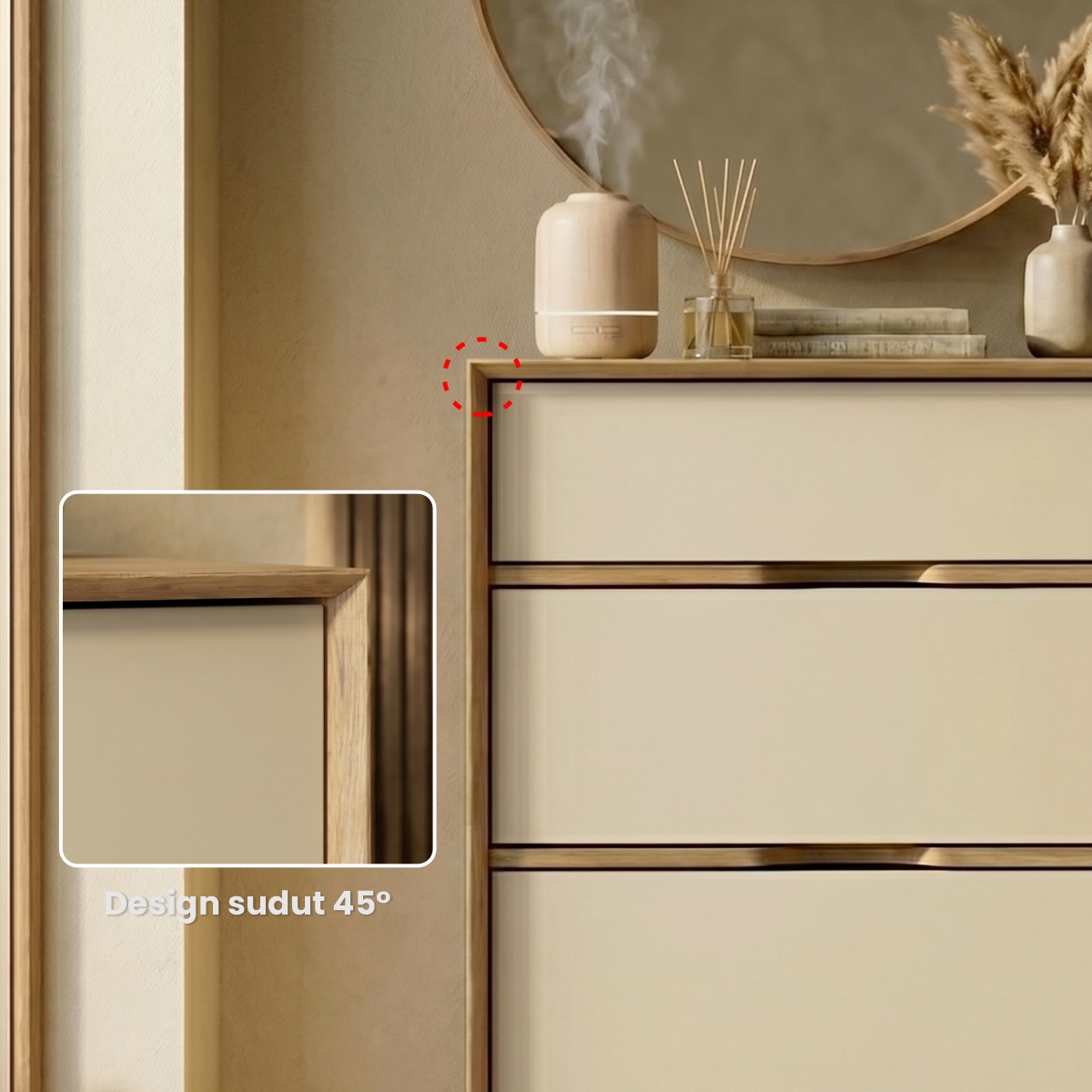 PIRA - LUCA CH4 LEMARI LACI 4 SUSUN / LEMARI SUSUN / DRAWER warna EURO OAK - LIGHT TAUPE - PIRA - foto 4
