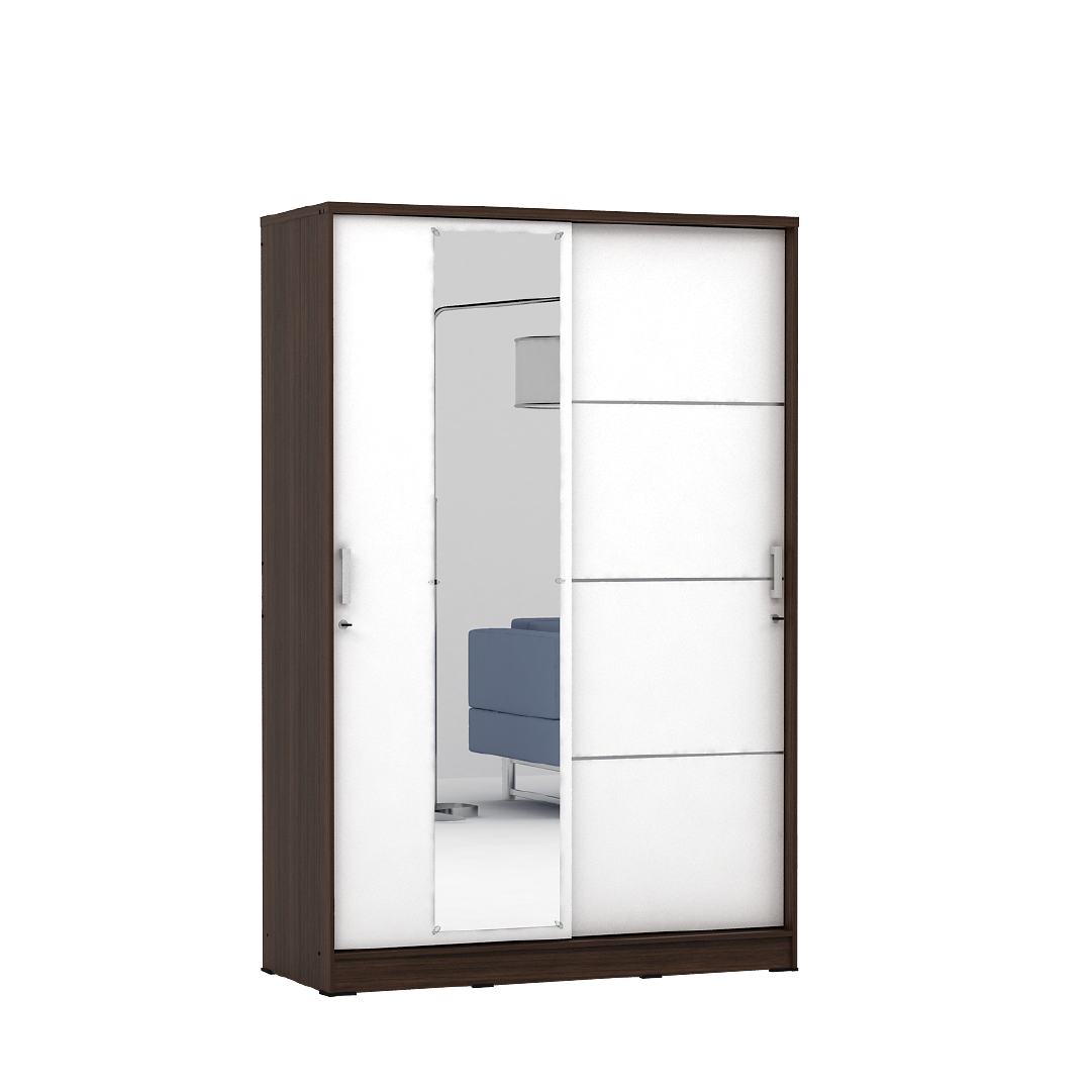 PIRA METROPOLIS - ALBA BAZ SL120LT LEMARI PAKAIAN 2 PINTU GESER warna AMERICAN WALNUT - WHITE - METROPOLIS - foto 4