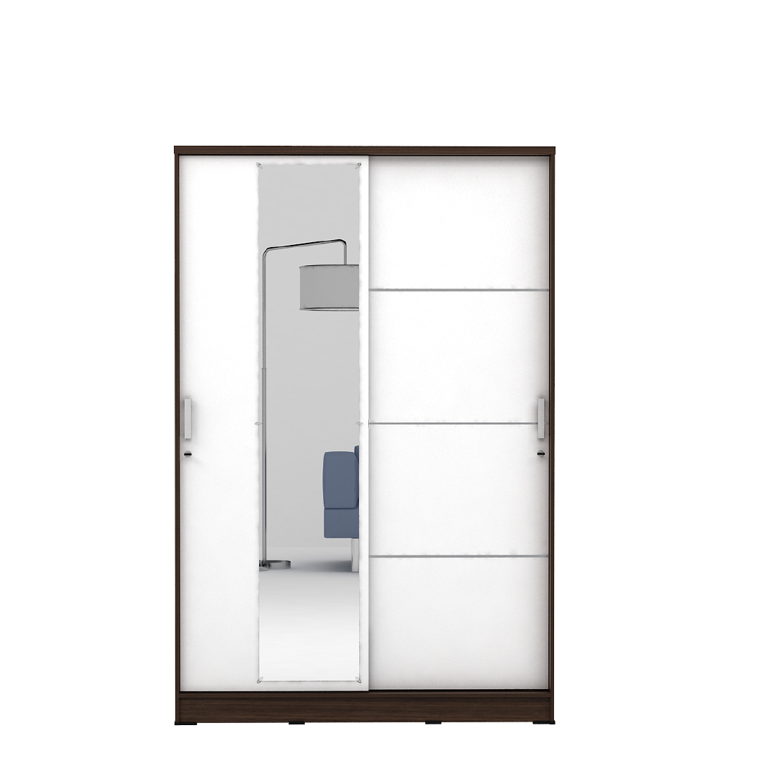 PIRA METROPOLIS - ALBA BAZ SL120LT LEMARI PAKAIAN 2 PINTU GESER warna AMERICAN WALNUT - WHITE - METROPOLIS - foto 3