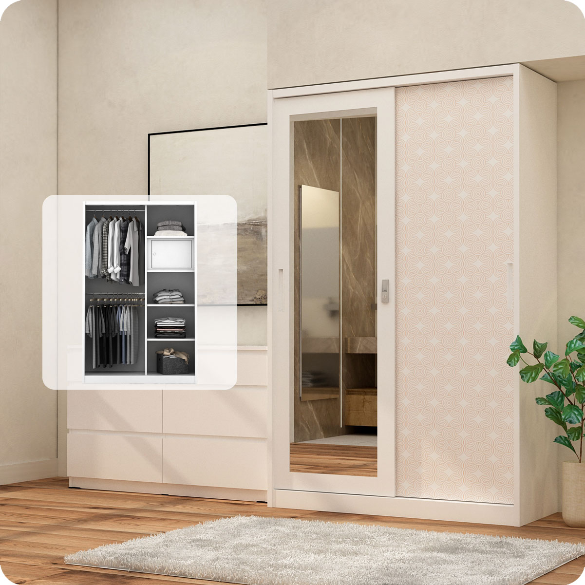 PIRA BAVARIAN - WURF 120A MWDSL LEMARI PAKAIAN BESI SLIDING / PINTU GESER warna WHITE - BAVARIAN - foto 1