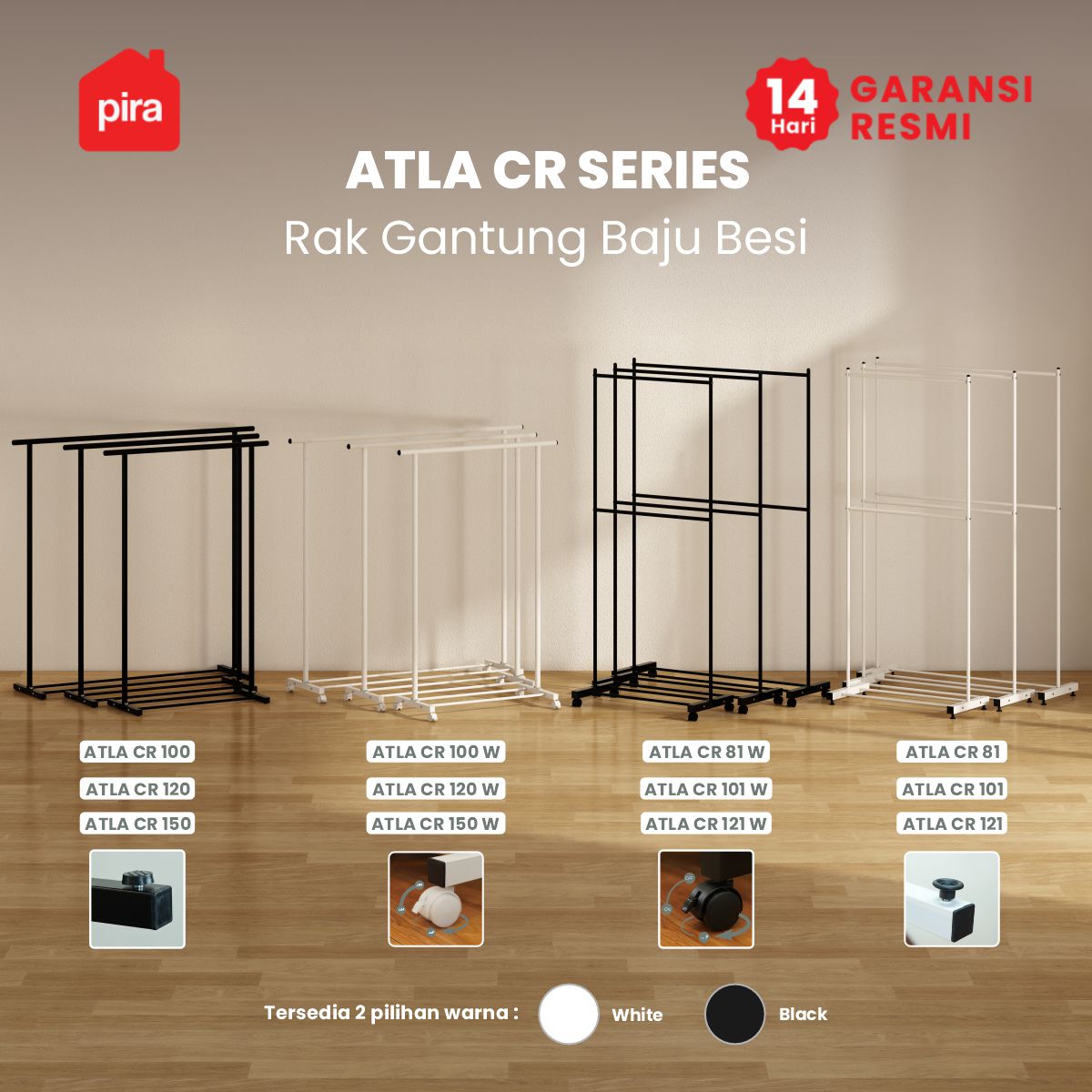 PIRA - ATLA CR 81 RAK GANTUNG BAJU / STAND GANTUNGAN / STAND HANGER / RAK BESI warna BLACK - PIRA - foto 6