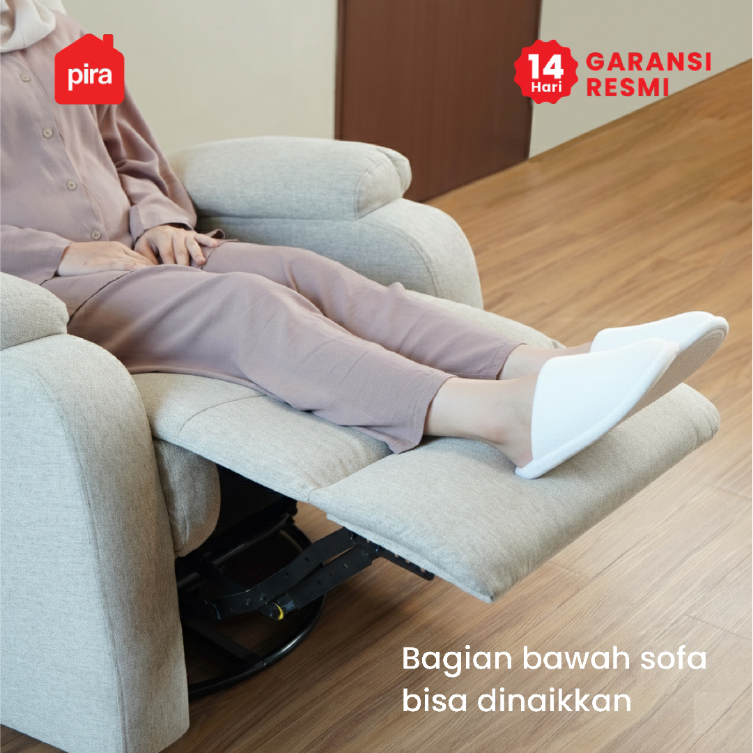 PIRA - GORO 1 RS SOFA / SOFA RECLINER / SOFA RECLINER 1 SEATER DENGAN FITUR ROCKING (AYUN) DAN SWIVEL warna LIGHT BROWN - PIRA - foto 6