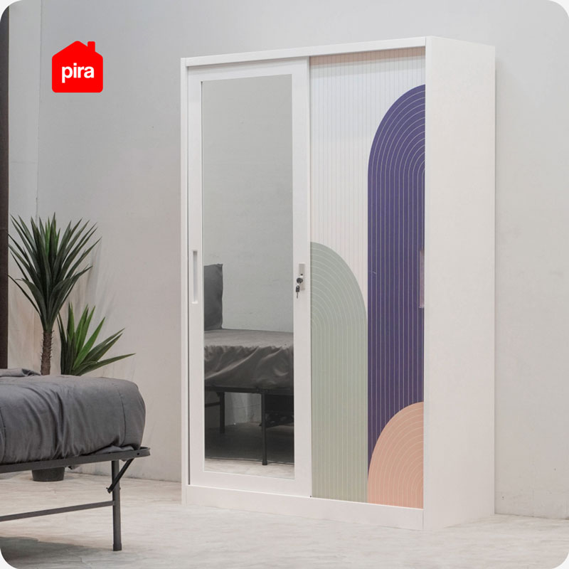 PIRA - DEXTER 120A MWDSL LEMARI PAKAIAN BESI SLIDING / PINTU GESER warna WHITE - PIRA - foto 2