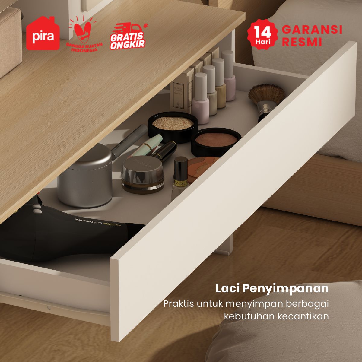PIRA METROPOLIS - AIKO NSDS MEJA RIAS LESEHAN DENGAN COLOKAN LISTRIK warna WHITE - PRO OAK - PIRA METROPOLIS - foto 3