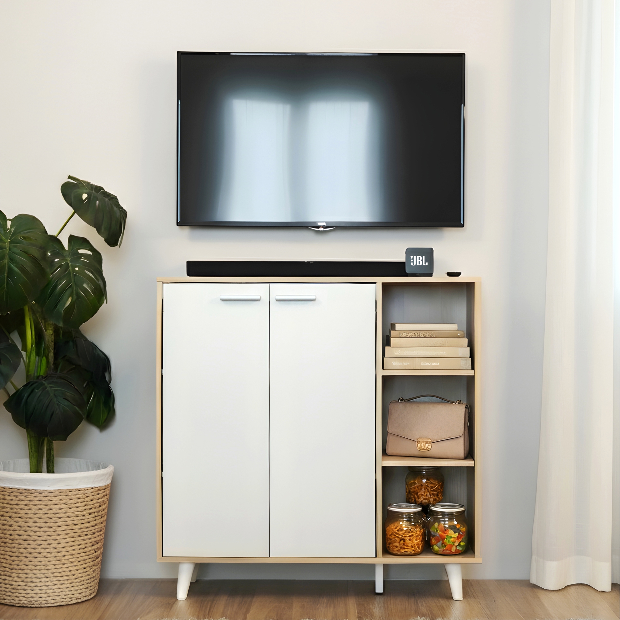 PIRA METROPOLIS OX - BELATRIX SB80 BUFET / LEMARI SERBAGUNA / RAK DAPUR / RAK SEPATU / RAK SERBAGUNA warna PRO OAK - WHITE - PIRA METROPOLIS OX - foto 4