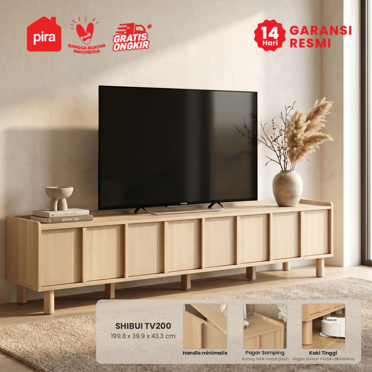PIRA -  SHIBUI TV200 MEJA TV / RAK TV / LEMARI TV / KABINET TV warna PRO OAK - PIRA - foto 1