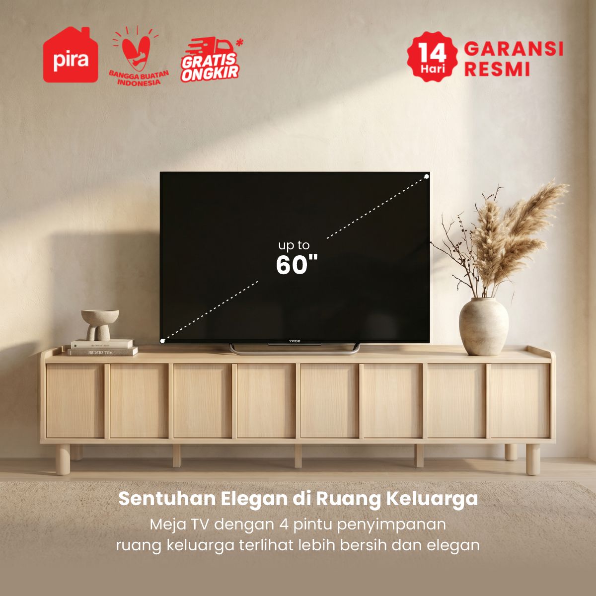 PIRA -  SHIBUI TV200 MEJA TV / RAK TV / LEMARI TV / KABINET TV warna PRO OAK - PIRA - foto 3