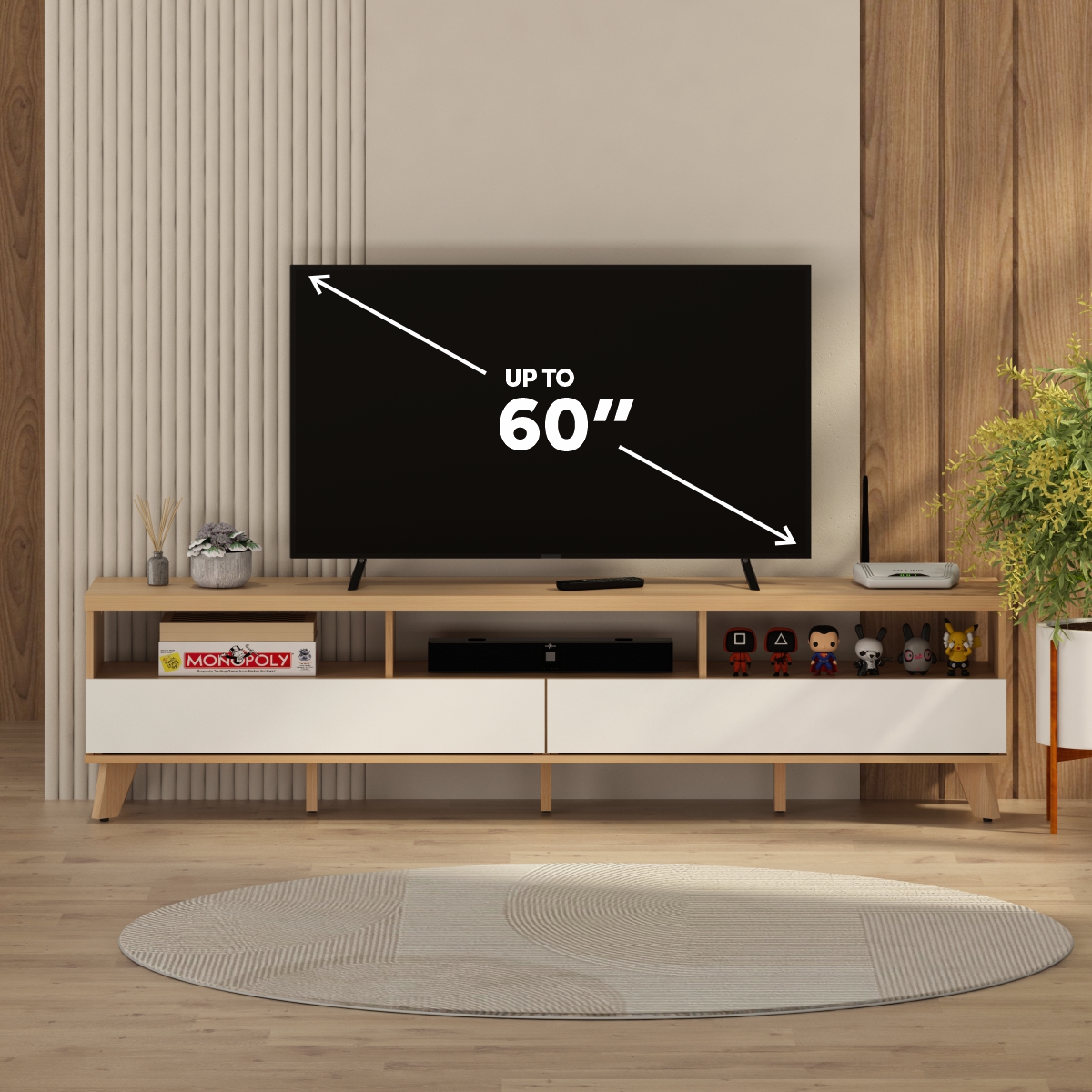 PIRA METROPOLIS - ARSEN TV MEJA TV / RAK TV / LEMARI TV warna PRO OAK - WHITE - PIRA METROPOLIS - foto 2