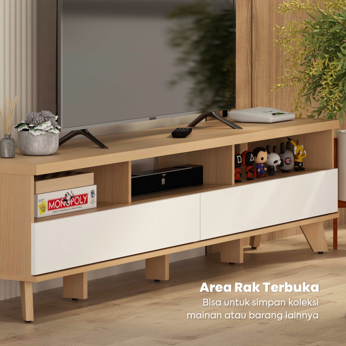PIRA METROPOLIS - ARSEN TV MEJA TV / RAK TV / LEMARI TV warna PRO OAK - WHITE - PIRA METROPOLIS - foto 3