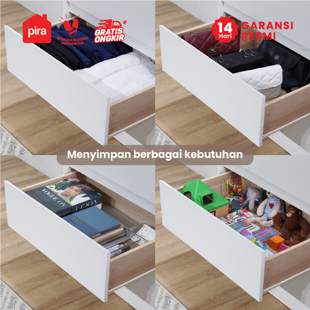 PIRA METROPOLIS OX -  HIRO CH480 LEMARI LACI / LEMARI SUSUN / DRAWER / LACI SUSUN warna WHITE - PRO OAK - PIRA METROPOLIS - foto 8